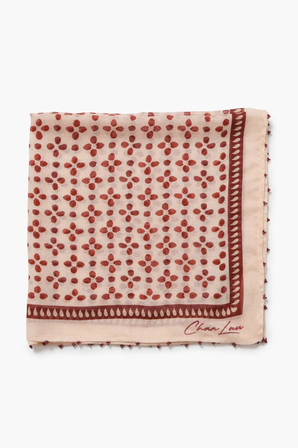 Beaded Floral Bandana Pink Sand