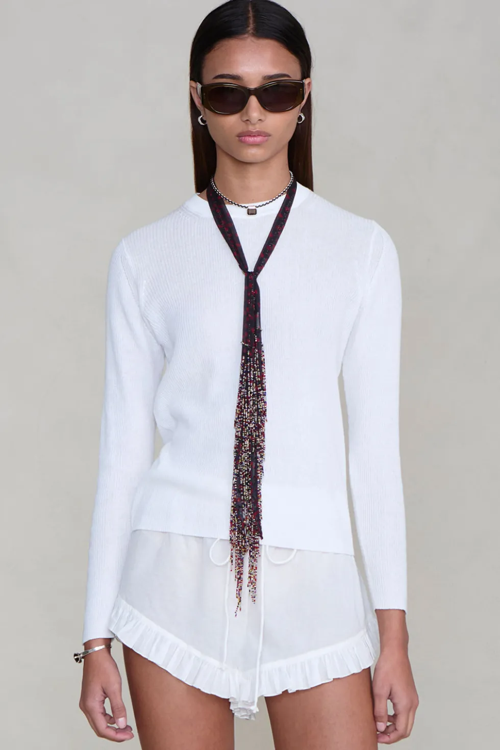 Beaded Skinny Scarf Sapphire