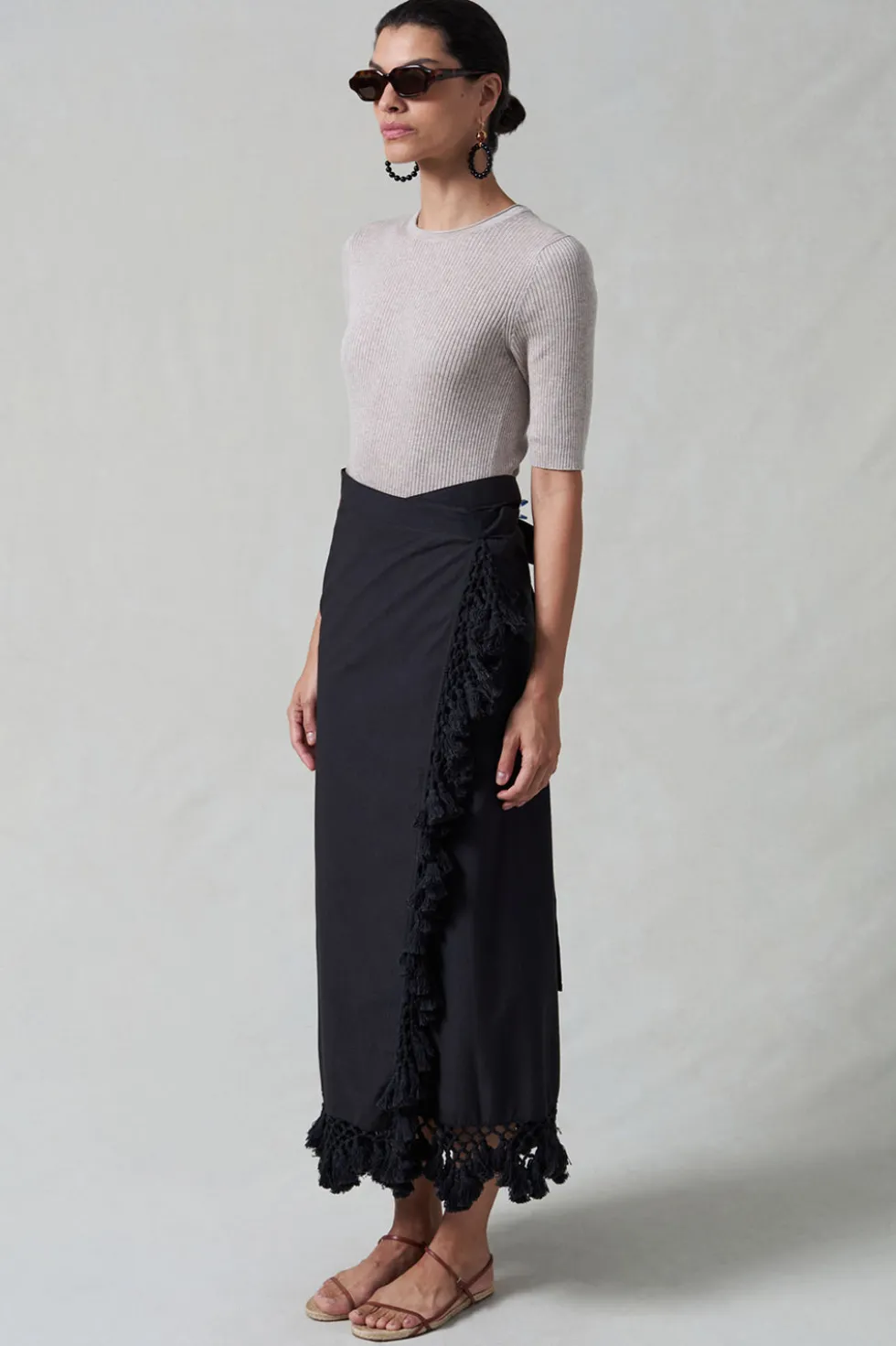Capri Crocheted Wrap Skirt Caviar