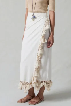 Capri Crocheted Wrap Skirt Natural