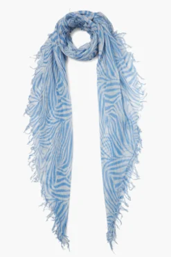 Cashmere and Silk Scarf Baby Blue Zebra
