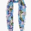 Cashmere and Silk Scarf Pageant Blue Floral Print