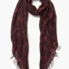 Cashmere and Silk Scarf Wine Kantha Floral