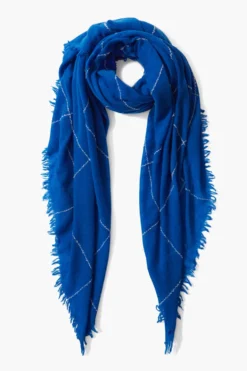 100% Cashmere Scarf Estate Blue Windowpane