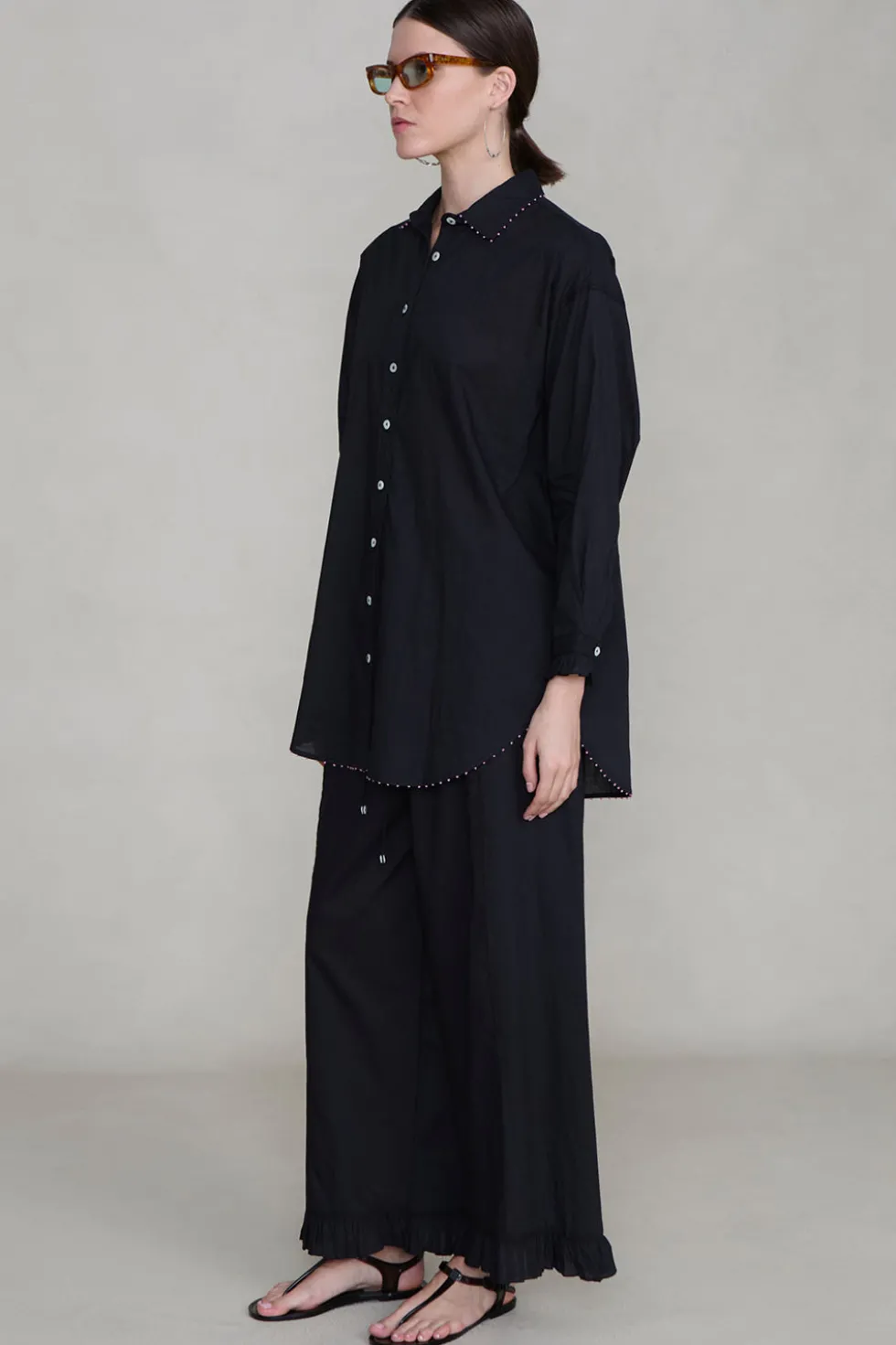 Cotton Ruffle Set Black