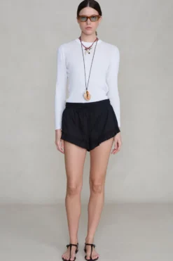 Cotton Ruffle Shorts Black