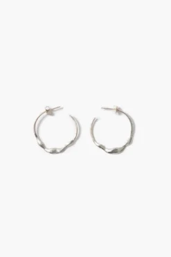 Crescent Hoop Earrings Silver