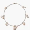 Crown Pearl Collar Necklace Silver