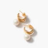Cuff Hoop Earrings White Pearl