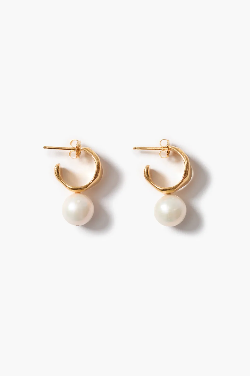 Cuff Hoop Earrings White Pearl