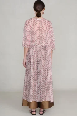 Cutout Sequin Chiffon Tunic Pink Sand