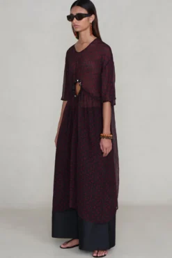 Cutout Sequin Chiffon Tunic Sapphire