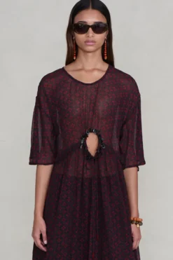 Cutout Sequin Chiffon Tunic Sapphire