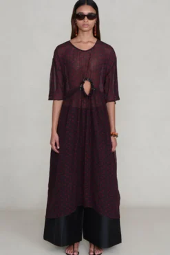 Cutout Sequin Chiffon Tunic Sapphire