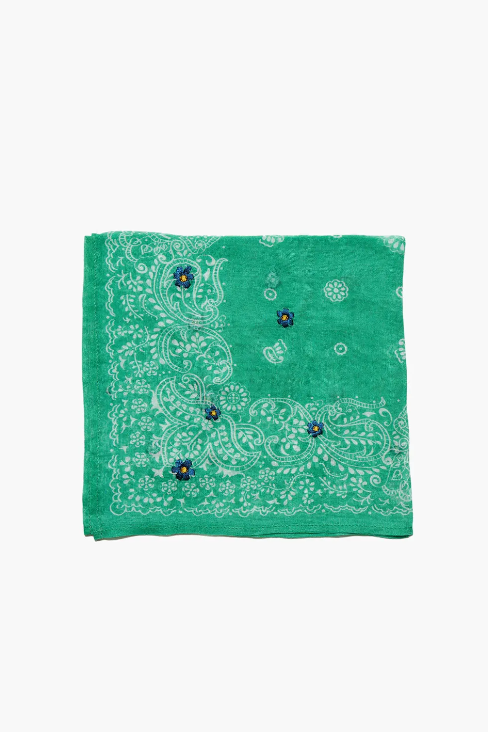 Daisy Embroidered Bandana Jade Green