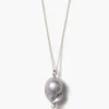 Diamond Baroque Necklace Grey Pearl