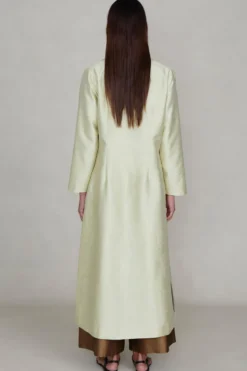 Dupioni Collarless Coat Translucent Green