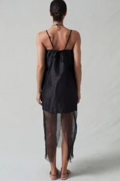 Dupioni Mesh Dress Black