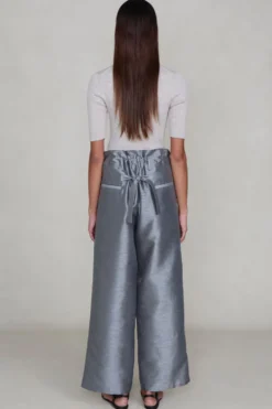 Dupioni Straight Leg Pant Steel