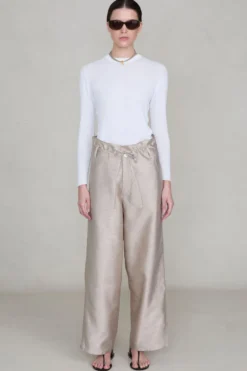 Dupioni Straight Leg Pant Taupe