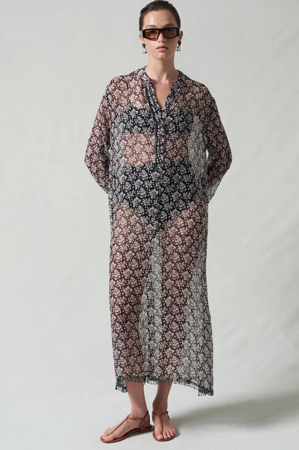 Eloise Beaded Silk Dress Black