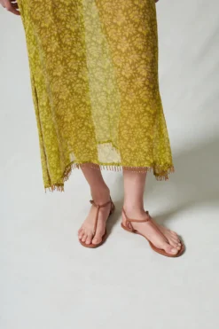 Eloise Beaded Silk Dress Yellow