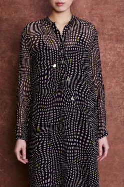 Eloise Dress Blue Warped Plaid