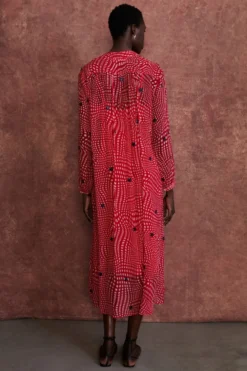 Eloise Dress Red Warped Plaid