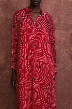 Eloise Dress Red Warped Plaid