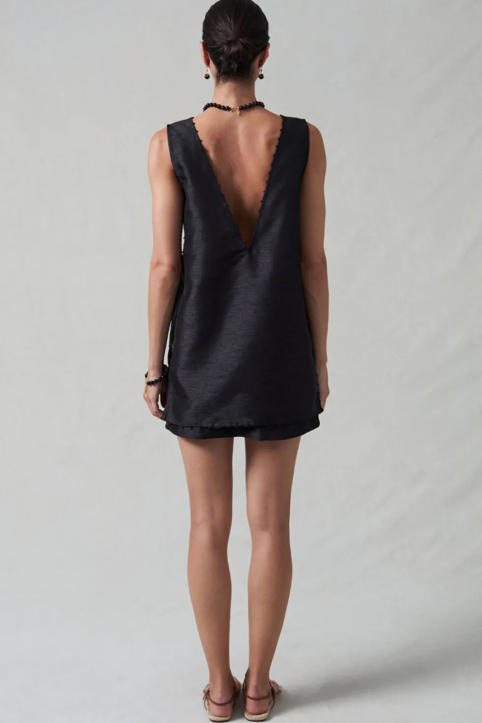 Exaggerated Dupioni Tank Black