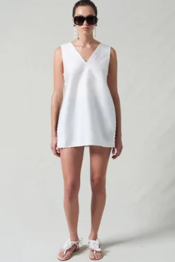 Exaggerated Dupioni Tank White