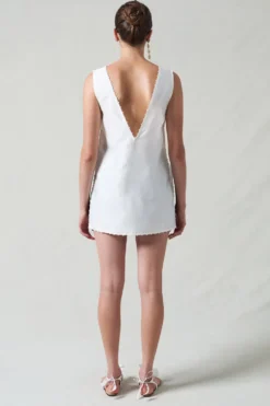 Exaggerated Dupioni Tank White