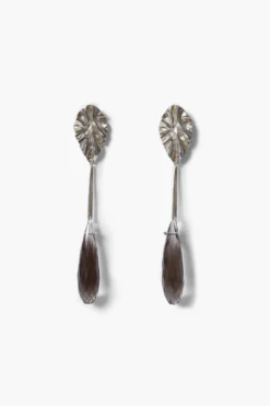Fluted Drop Earrings Smoky Quartz