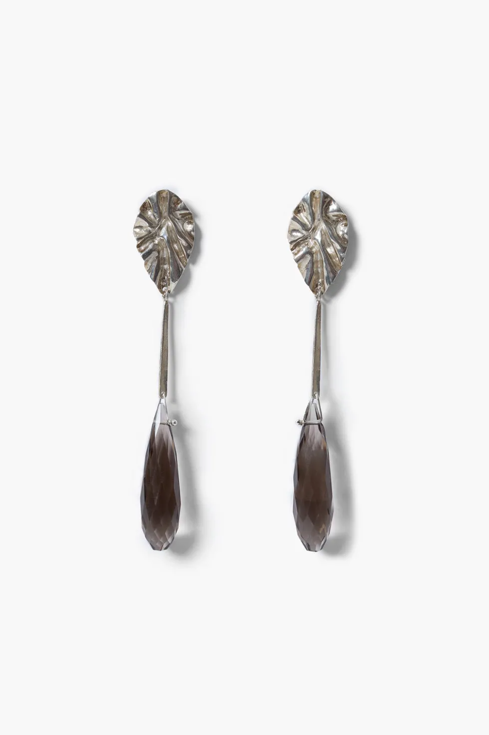 Fluted Drop Earrings Smoky Quartz