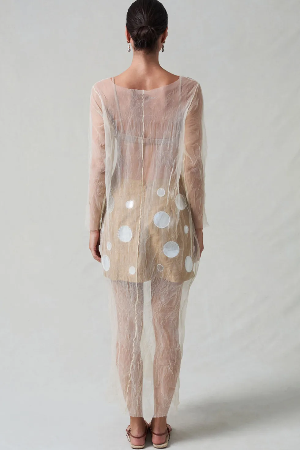 Ghost Crinkle Mesh Overlay Ivory
