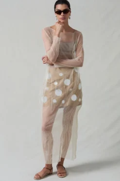 Ghost Crinkle Mesh Overlay Ivory