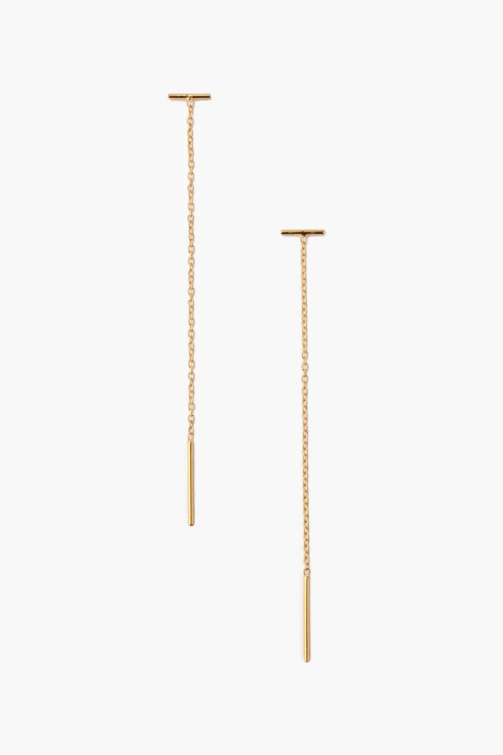 Gold Bar Chain Thread Earrings