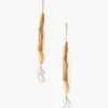 Gold Wave Pearl Drop Earrings White