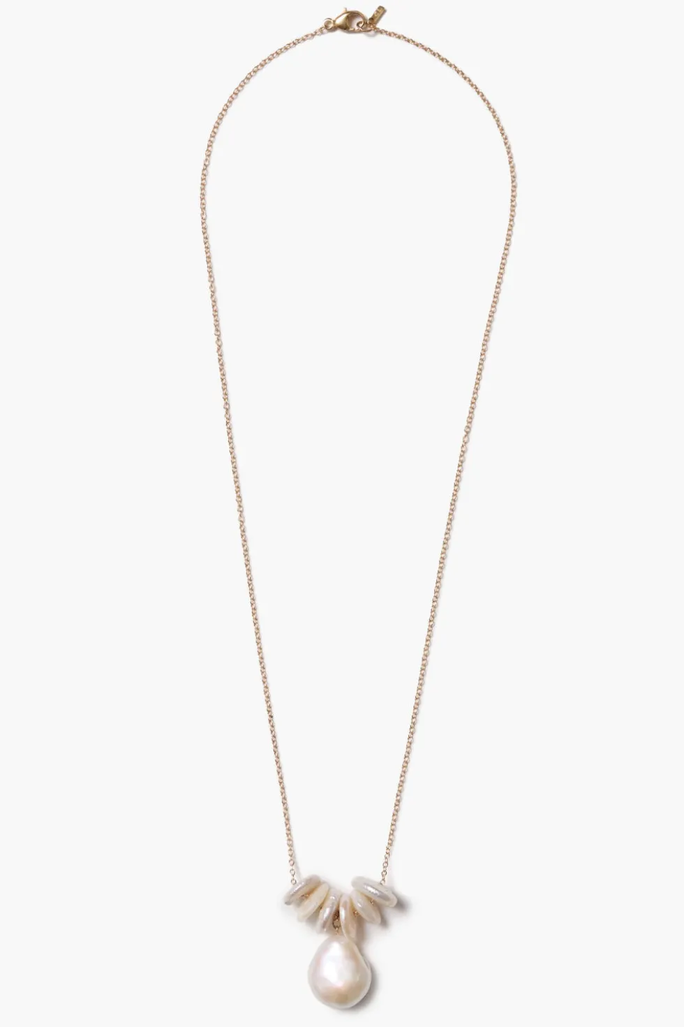 14k Abacus Necklace White Pearl