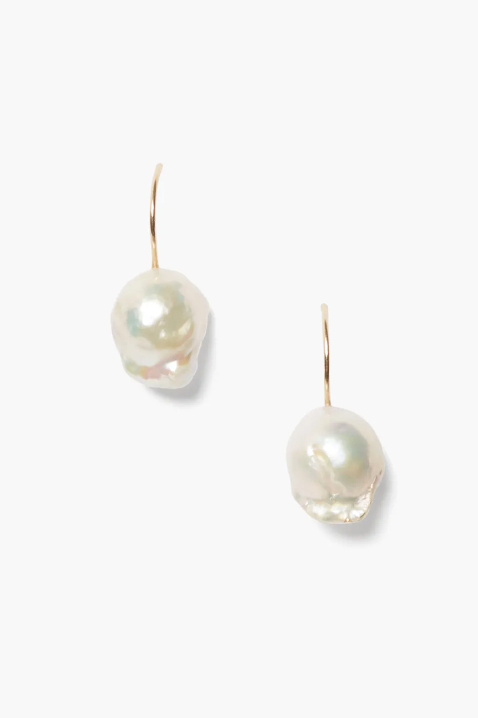 14k Baroque Earrings White Pearl
