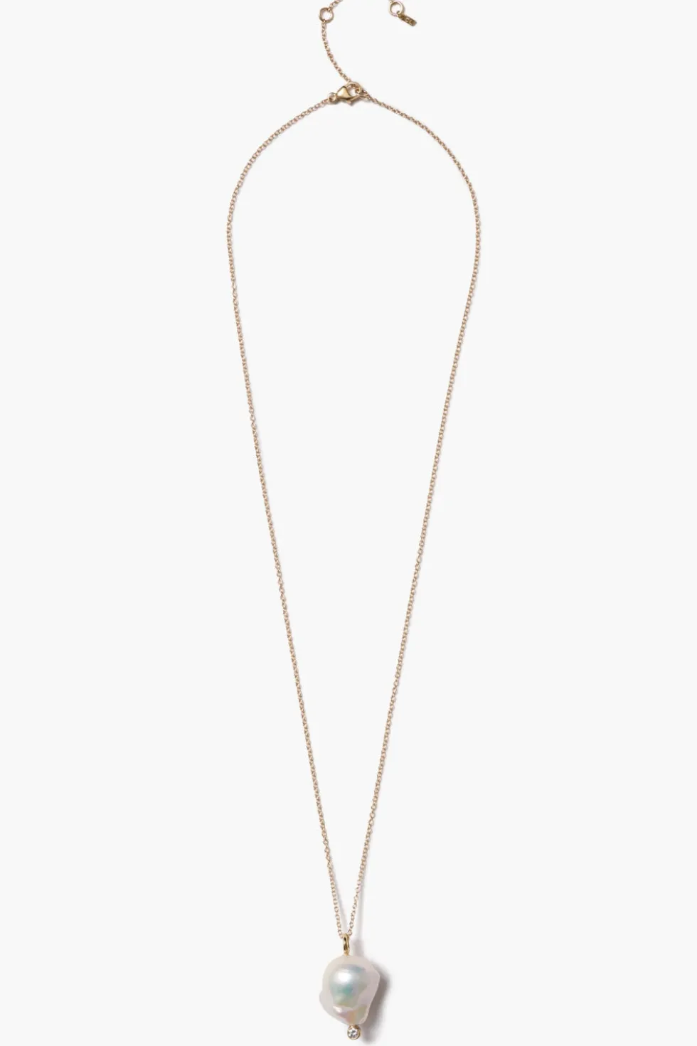 14k Diamond Baroque Necklace White Pearl
