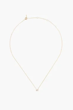 14k Gold and White Diamond Initial Necklace