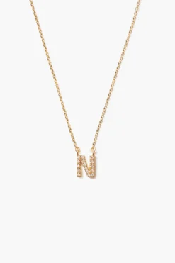 14k Gold and White Diamond Initial Necklace