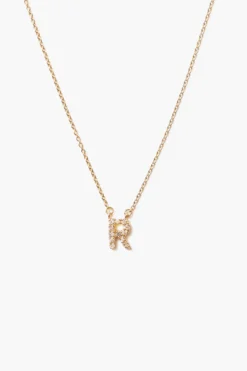 14k Gold and White Diamond Initial Necklace