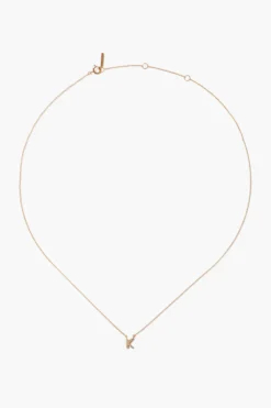 14k Gold and White Diamond Initial Necklace