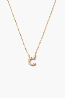 14k Gold and White Diamond Initial Necklace