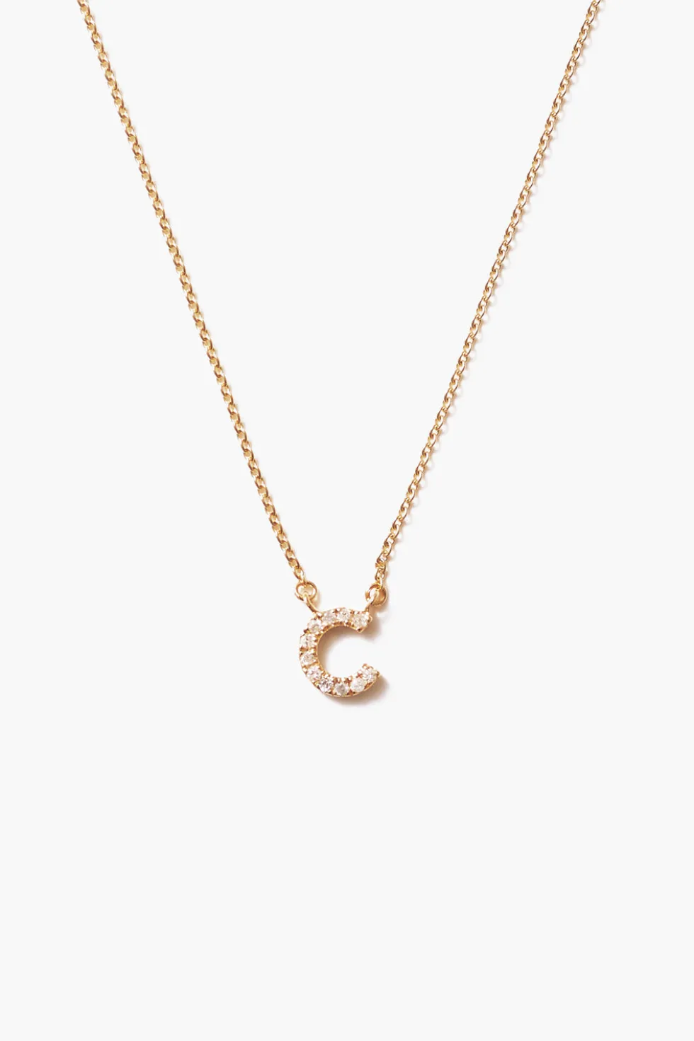 14k Gold and White Diamond Initial Necklace