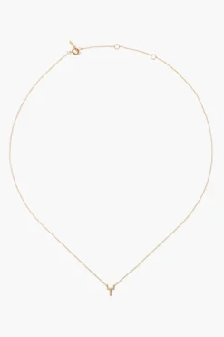 14k Gold and White Diamond Initial Necklace
