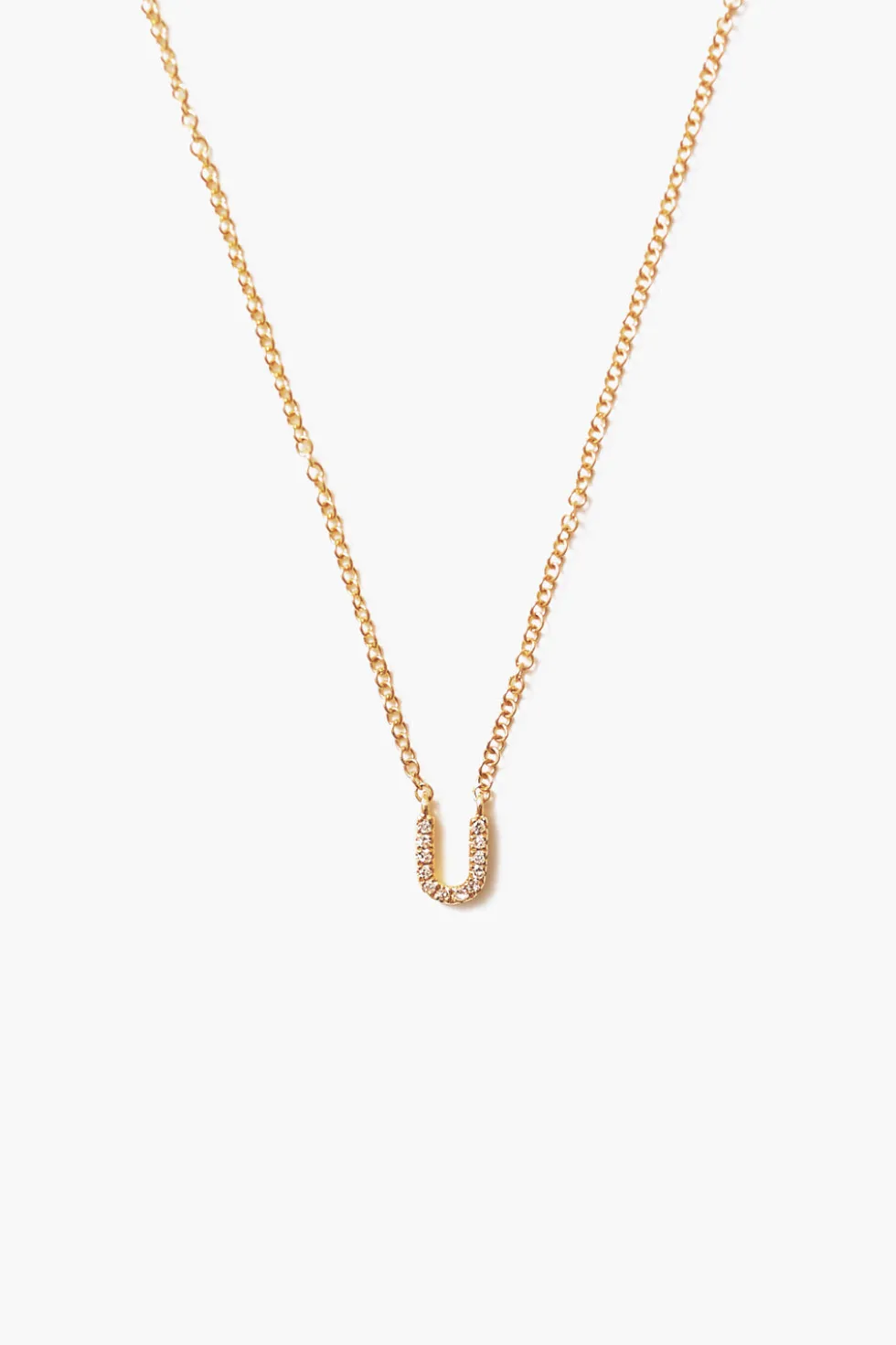 14k Gold and White Diamond Initial Necklace
