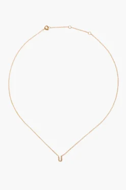 14k Gold and White Diamond Initial Necklace